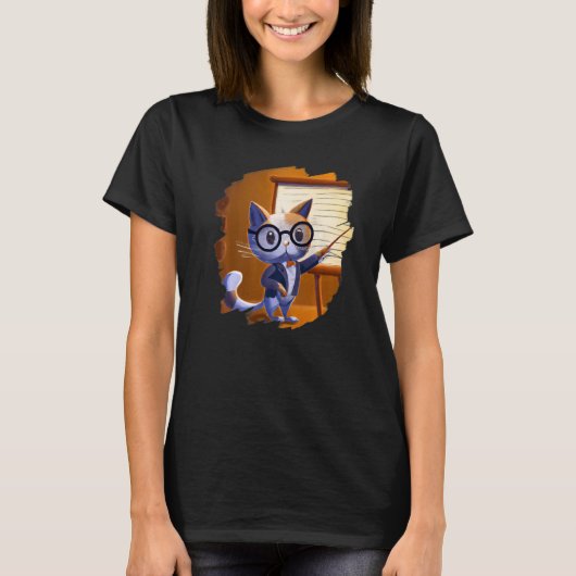 Cute Cat Teacher Kitten Professor School 2 T-Shirt (Vorderseite)