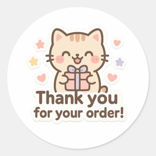 Cute Cat Thank You Sticker (Vorderseite)