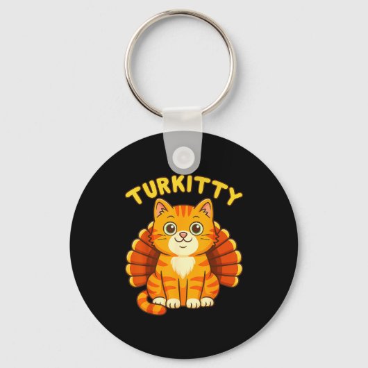 Cute Cat Turkey Funny Thanksgiving For Men Women K Schlüsselanhänger (Vorderseite)