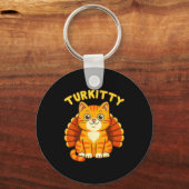 Cute Cat Turkey Funny Thanksgiving For Men Women K Schlüsselanhänger (Vorderseite)