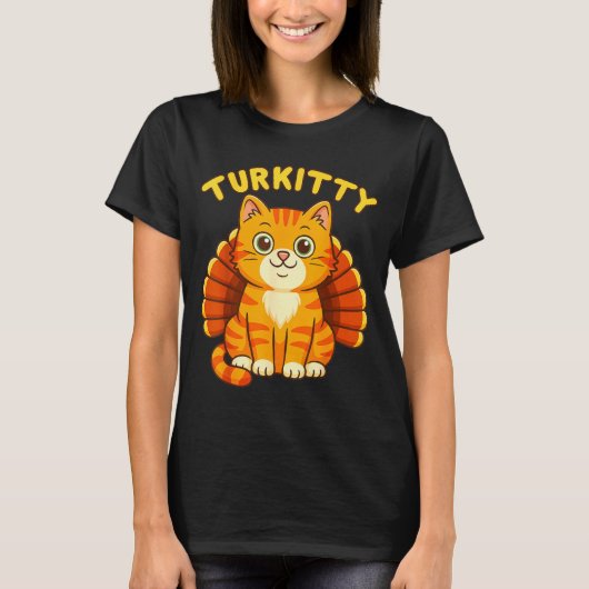 Cute Cat Turkey Funny Thanksgiving For Men Women K T-Shirt (Vorderseite)