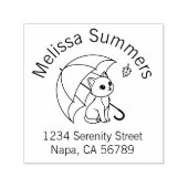 Cute Cat Umbrella Leaf Arch Address Permastempel (Design)