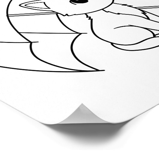 Cute Cat Umbrella Leaf Coloring Page Poster (Ecke)