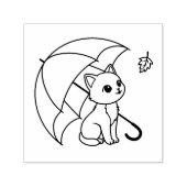 Cute Cat Umbrella Leaf Permastempel (Design)