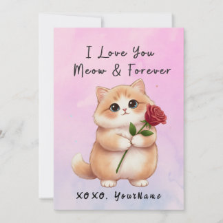 Cute Cat Valentine Card I Love You Meow & Forever Feiertagskarte