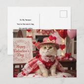 Cute Cat Valentine's Day Greeting  Feiertagspostkarte (Vorne/Hinten)