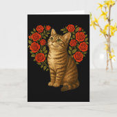 Cute Cat Valentines Floral Heart Funny Cat Lovers Karte (Gelbe Blume)