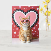 Cute Cat Valentines Heart Card Karte (Gelbe Blume)