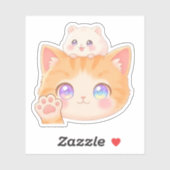 Cute Cat Waving Hello Sticker (Blatt)