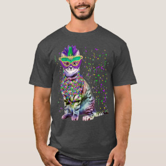Cute Cat Wearing Carnival Mask Mardi Gras Cat Love T-Shirt