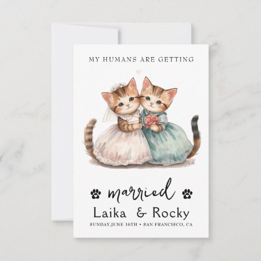 Cute Cat Wedding Invitation Save The Date (Vorderseite)
