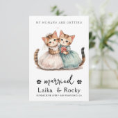 Cute Cat Wedding Invitation Save The Date (Stehend Vorderseite)