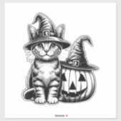 Cute Cat Witch Hat Pumpkin Halloween Cat Lover Boy Aufkleber (Blatt)