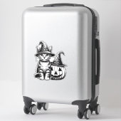 Cute Cat Witch Hat Pumpkin Halloween Cat Lover Boy Aufkleber (Koffer)