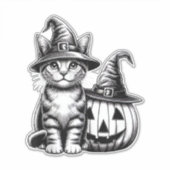 Cute Cat Witch Hat Pumpkin Halloween Cat Lover Boy Aufkleber (Vorderseite)
