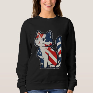 Cute cat with a US flag colors for 4th of July Sweatshirt