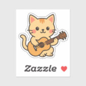 Cute Cat With Acoustic Aufkleber (Blatt)
