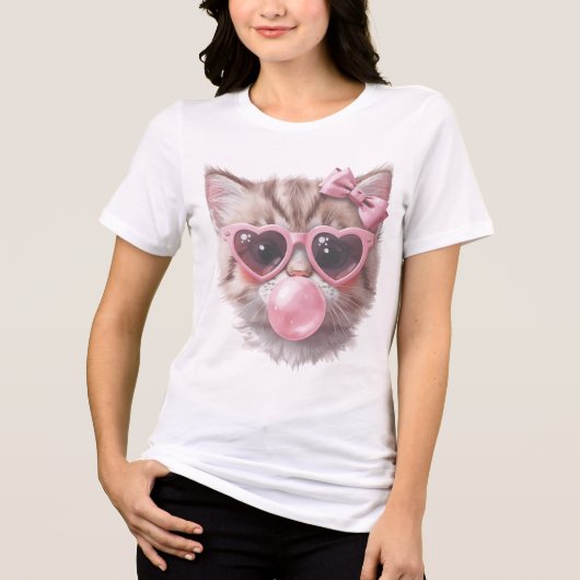 Cute Cat with Bubble Gum Tee (Vorderseite)