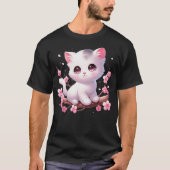 Cute Cat With Cherry Blossoms I Kids Cat T-Shirt (Vorderseite)