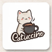 Cute Cat with Coffee – Catuccino Getränkeuntersetzer (Vorderseite)