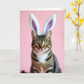 Cute Cat With Ears Portrait Card Karte (Gelbe Blume)