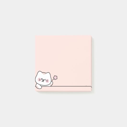 Cute Cat with Flower Post-it Klebezettel (Vorderseite)