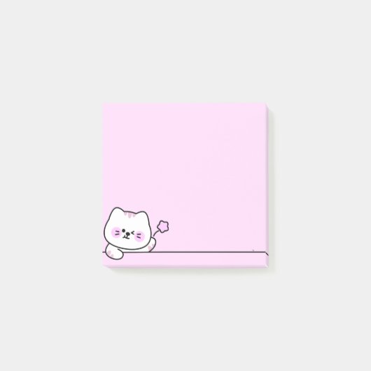 Cute Cat with Flower Post-it Klebezettel (Vorderseite)