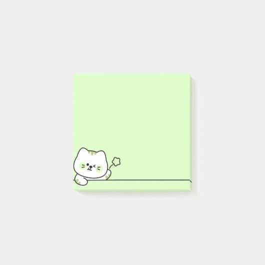 Cute Cat with Flower Post-it Klebezettel (Vorderseite)