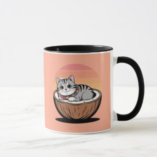 Cute Cat with Hawaiian Lei Wird Aloha Vibes Tropic Tasse