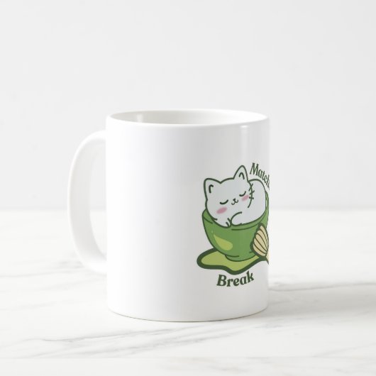  Cute cat with matcha drink Kaffeetasse (Vorderseite Links)