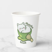  Cute cat with matcha drink Pappbecher (Vorderseite)