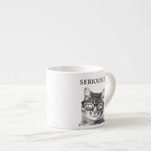 Cute cat with serious spectacles custom espressotasse (Vorderseite Rechts)