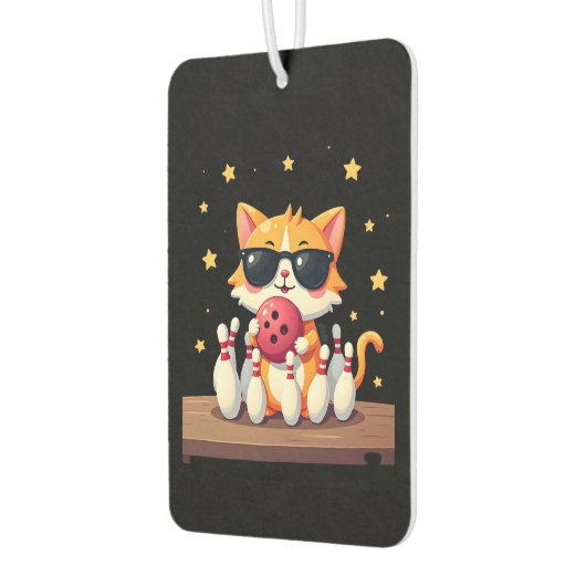 Cute Cat With Sunglasses Cat Playing Bowling For m Autolufterfrischer (Links)