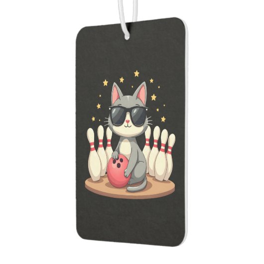 Cute Cat With Sunglasses Cat Playing Bowling For m Autolufterfrischer (Links)