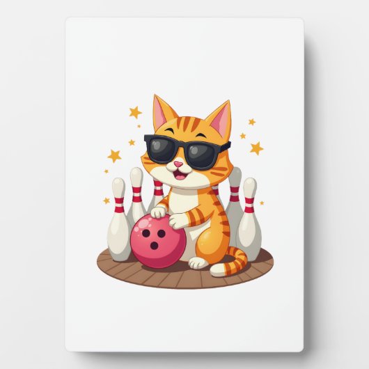 Cute Cat With Sunglasses Cat Playing Bowling For m Fotoplatte (Vorderseite)