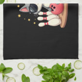 Cute Cat With Sunglasses Cat Playing Bowling For m Geschirrtuch (Gefaltet)