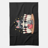 Cute Cat With Sunglasses Cat Playing Bowling For m Geschirrtuch (Vertikal)