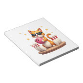 Cute Cat With Sunglasses Cat Playing Bowling For m Notizblock (angewinkelt)