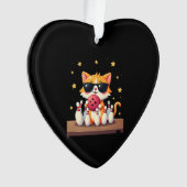Cute Cat With Sunglasses Cat Playing Bowling For m Ornament (Vorderseite)