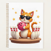 Cute Cat With Sunglasses Cat Playing Bowling For m Planer (Vorderseite)