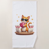 Cute Cat With Sunglasses Cat Playing Bowling For m Strandtuch (Vorderseite)