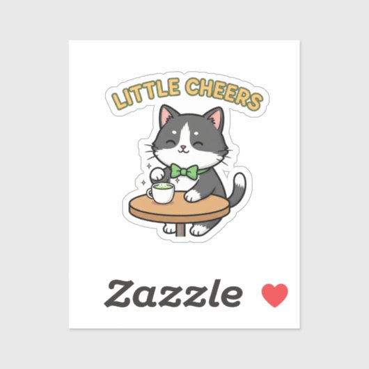 Cute Cat With Tiny Green Beer Mug Cheers Sticker (Blatt)