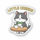 Cute Cat With Tiny Green Beer Mug Cheers Sticker (Vorderseite)