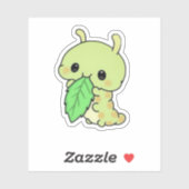 Cute Caterpillar Eating Leaf Sticker (Blatt)