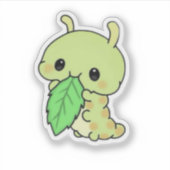 Cute Caterpillar Eating Leaf Sticker (Vorderseite)