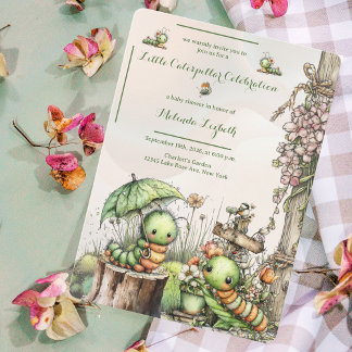 Cute Caterpillar Garden Baby Shower Invitation Einladung