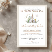 Cute Catholic Church Elegant Girl First Communion Einladung
