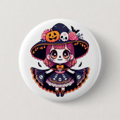 Cute catrina girl halloween button (Vorderseite)