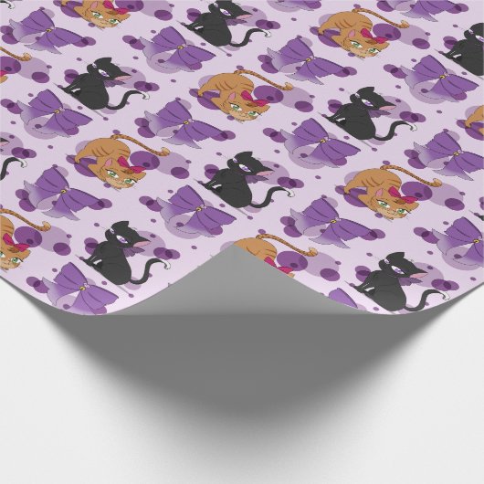 Cute Cats and Bows Pattern Geschenkpapier (Ecke)