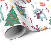 Cute Cats And Christmas Geschenkpapier (Rolleneckpunkt)